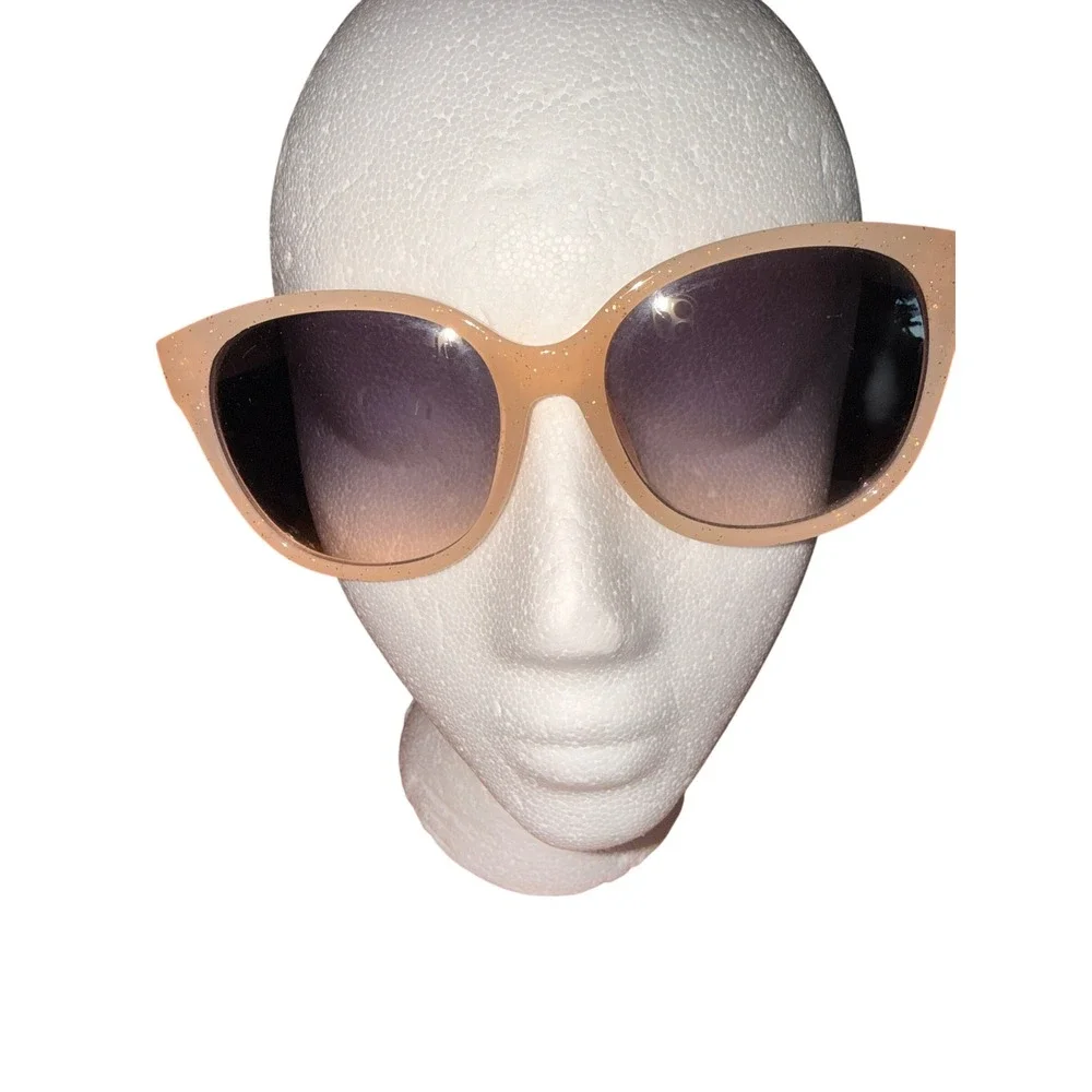 Nanette Lepore Peach Glitter Cat Eye Sunglasses UNNN0726-A NN264‎ ND Purple Lens